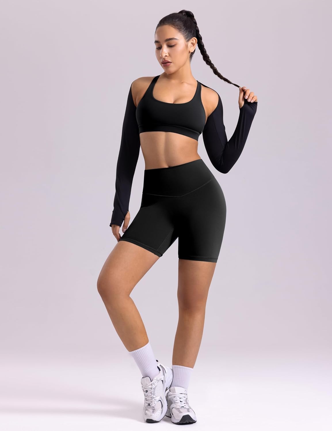 POSHDIVAH Mysticsculpt Creamlift Yoga Shorts - 2.5"/4"/6" Double-Layer No Front Seam Scrunch High Waisted Booty Shorts