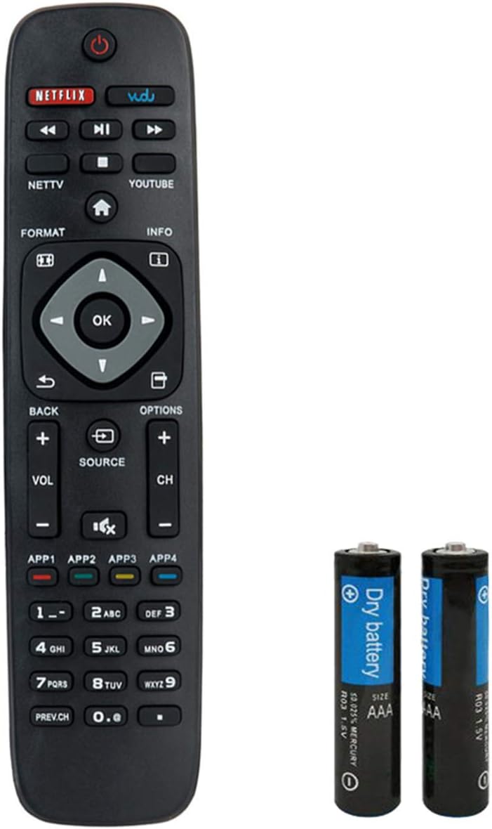 Replacement Remote Control Compatible with Philips NH500U 4K Ultra HD Smart LED TV 55PFL5402/ 50PFL5601/F7 65PFL5602/F7 55PFL5602/F7 50PFL5602/F7 43PFL5602/F7 32PFL4902/F7 40PFL4901/F7