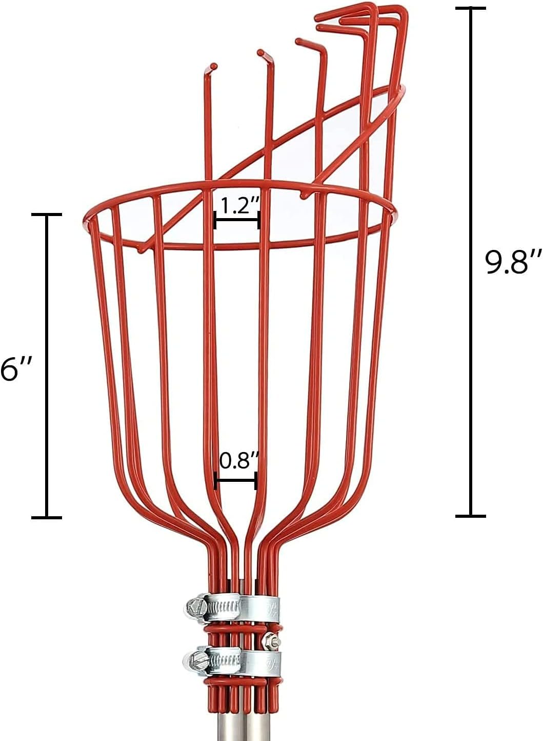 HOSKO 10FT Fruit Picker Tool, Lightweight High-Grade Stainless Steel Adjustable Fruit Picker with Metal Twist-on Basket, Suit for Apple Pear Lemon Mango Guava Orange Avocados Etc Fruit Picking