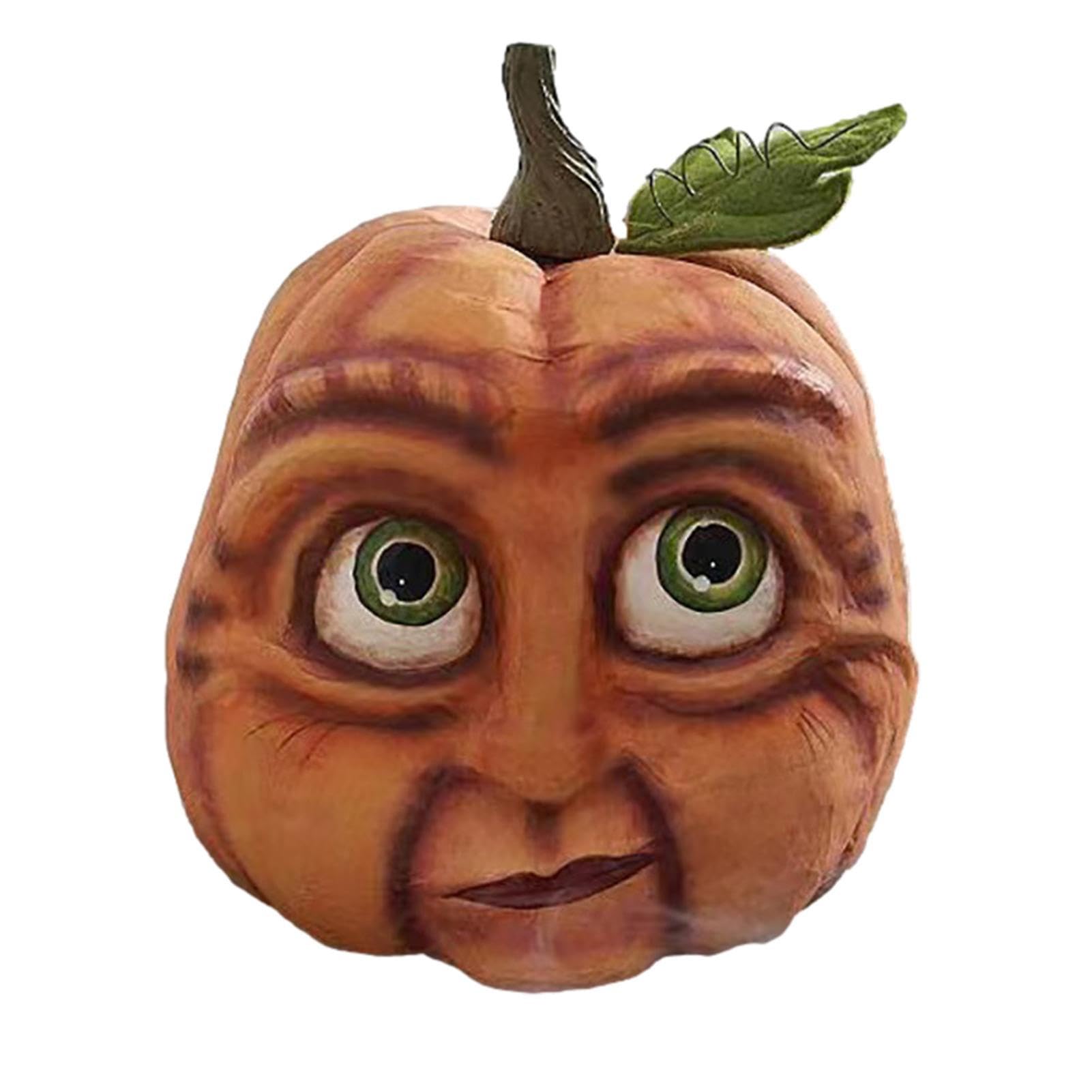 Halloween Pumpkins Creepy Pumpkin Figurines Resin Decoration, Lifelike Resin Expressive Pumpkin Face Decoration, Halloween Pumpkin Resin Decoration