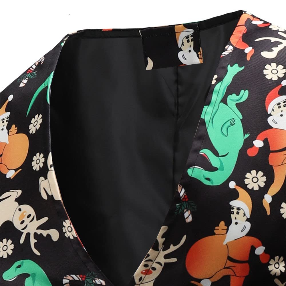 Herren Weste mit Tierdruck, stilvolle ärmellose Weste und Hose, modischer Anzug für Männer, trendige schwarze Weste mit buntem Tiermuster, formelle Herren-Kleider-Set, Party-Outfit für Männer, Schwarz