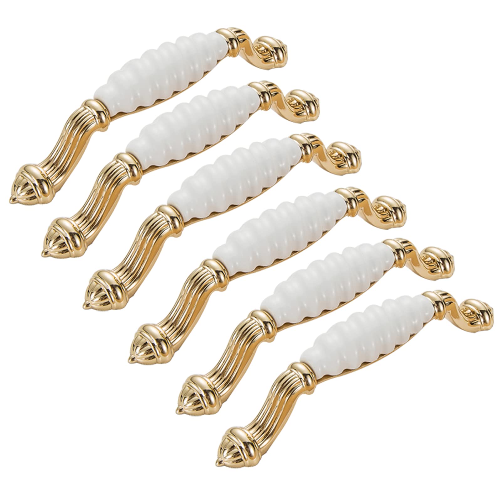 6 Pezzi Maniglie per Mobili in Ceramica Maniglie per Porte della Cucina in Lega di Zinco Maniglie per Cassetti Vintage Maniglia a Forma di Arco Maniglie per Guardaroba Viti Incluse (Centri dei Fori: 9