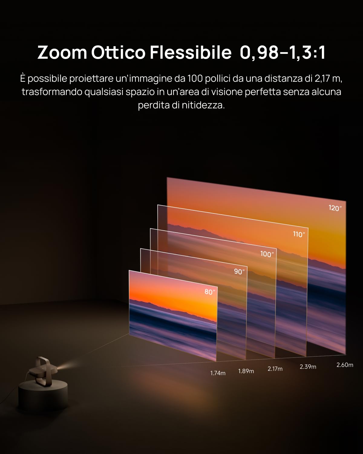 XGIMI Elfin Flip 4K Proiettore Portatile, RGB Laser Triple, 1600 ISO Lumen | 4K UHD Nativo, Netflix e Google TV, Zoom Ottico 0.98-1.3:1, Auto Focus & Keystone, Harman Kardon, Home Cinema, Casa & Outdoor