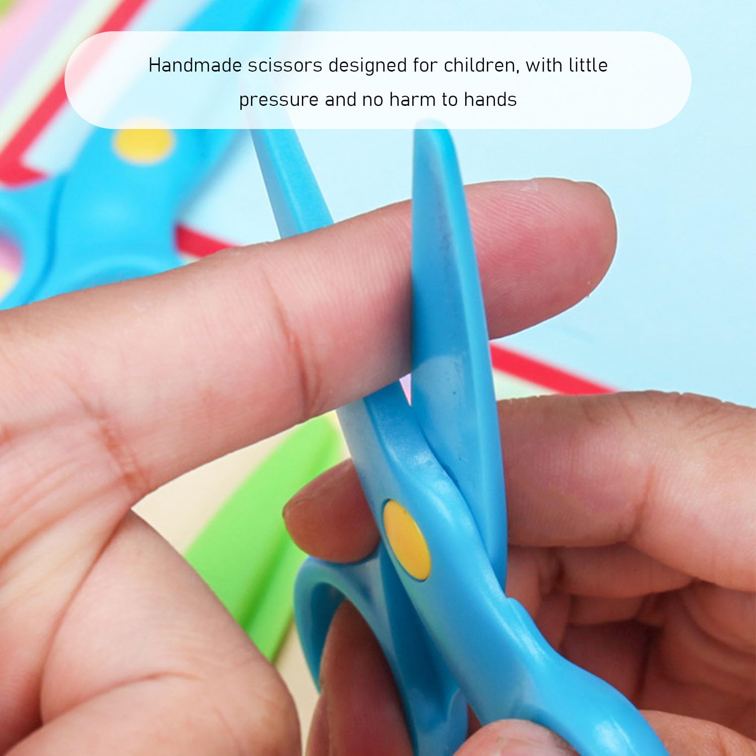 Tijeras de Seguridad de Cabeza Redonda para Niños - 2 Unidades para Corte de Papel, Pintura y Manualidades con Apertura y Cierre Ajustables