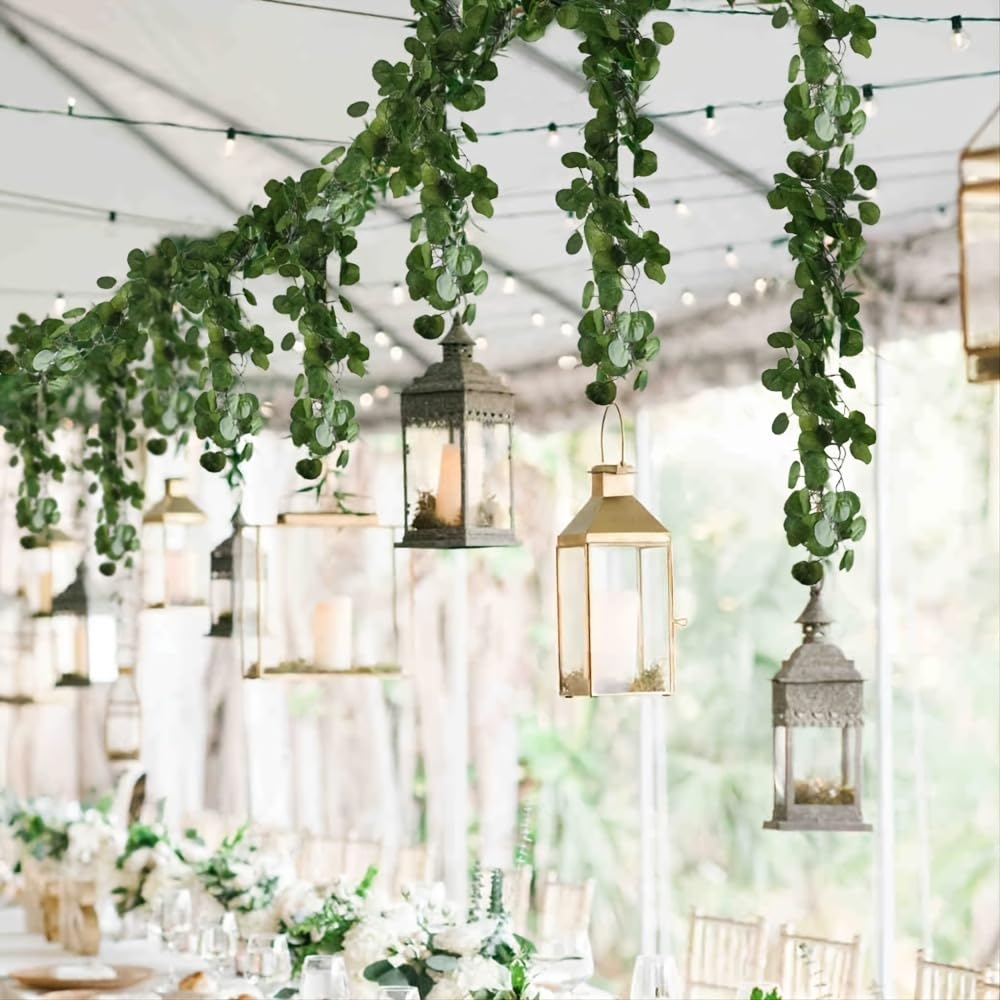 24 x Strands Total Length 168 Ft / 48 metre Artificial Ivy Garland 24 Packs Fake Ivy Hanging Vines for Indoor Outdoors Wedding Party Garden Decoration Landscaping Fence Greenery Crabapple Leaves