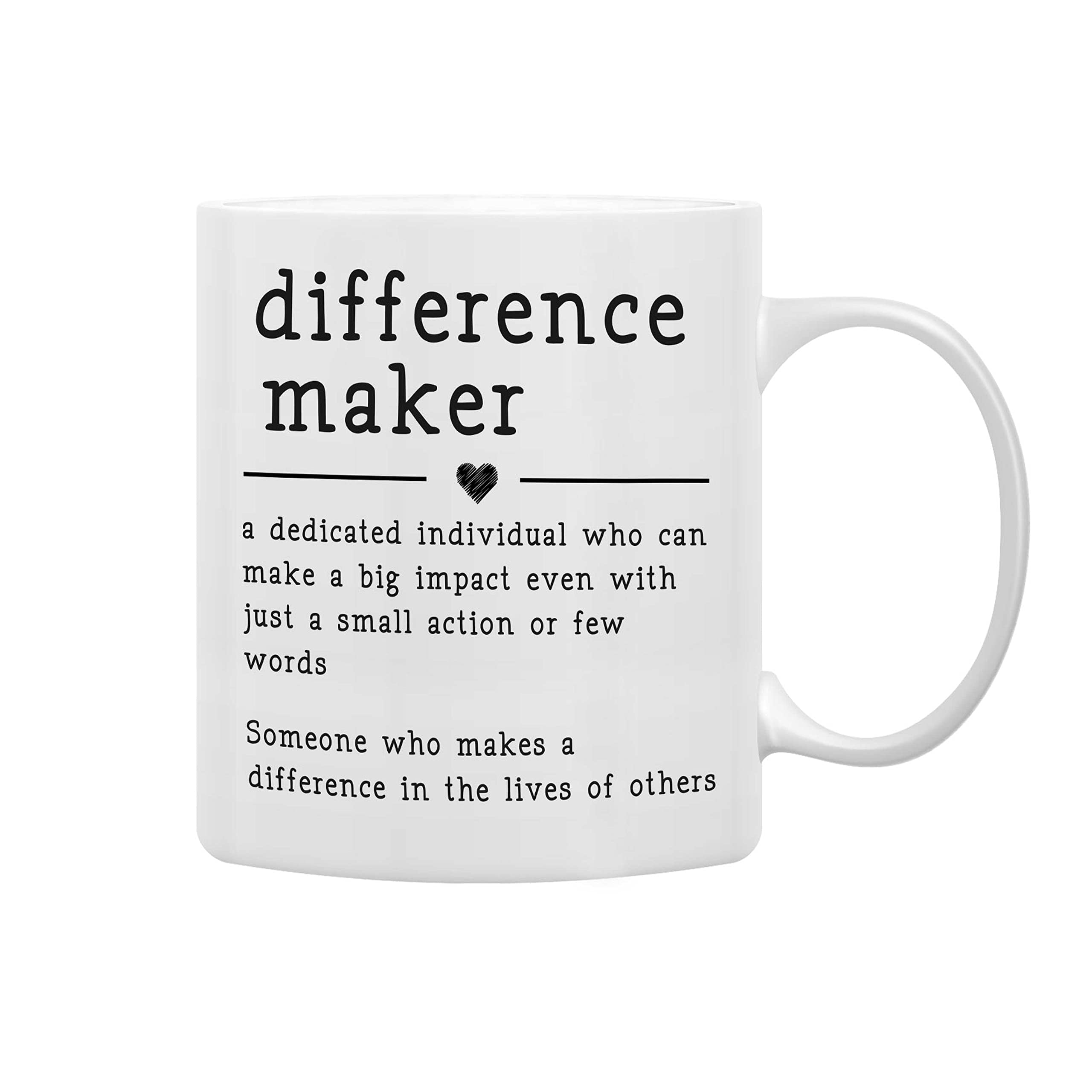 QASHWEY Difference Maker Definition Coffee Mugs - Mentor Teacher Appreciation Gift Best Friend Gift - Inspirational Affirmation Mugs