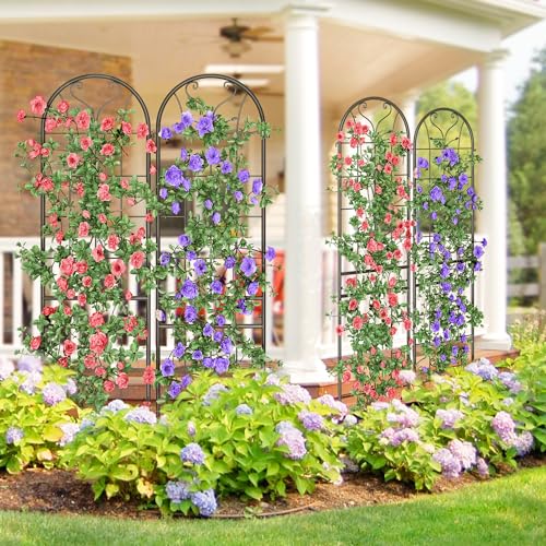 YITAHOME-4-Pack-87x20in-Trellises-for-Cllimbing-Plants-Outdoor-Roses-Vegetables-Vines-Flowers-Black-Metal-Coated-Rustproof-Garden-Trellis-for-Patio YITAHOME 4 Pack 87x20in Trellises for Cllimbing Plants Outdoor Roses Vegetables Vines Flowers Black Metal Coated Rustproof Garden Trellis for Patio