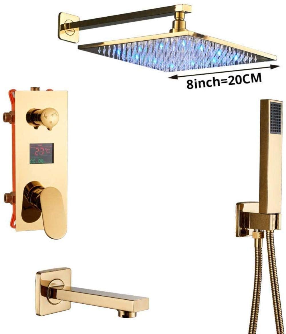 Robinet de salle de bain anti calcaire mitigeur mural or LED durable