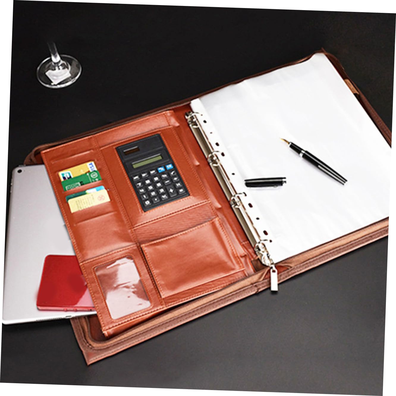 Veemoon Multifunzionale A4 PU con Cerniera Organizer Ufficio con Calcolatrice e Maniglia Portadocumenti Portatile per Professionisti