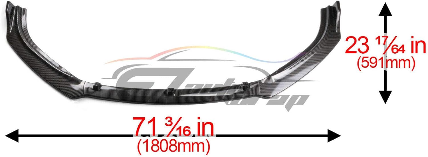 EZAUTO WRAP 3PCS Carbon Fiber Style Black Front Bumper Lip Body Kit Spoiler Splitter Compatible with Mazda 6 Atenza 2014 2015 2016 2017 2018