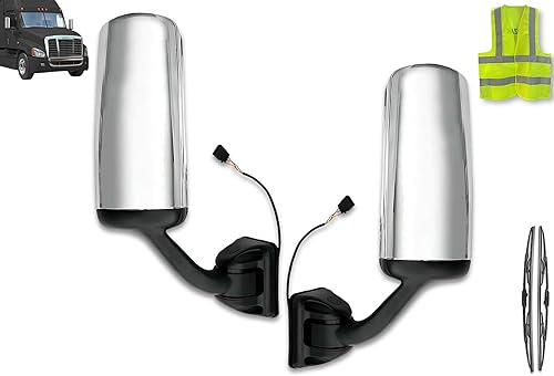 Kozak Juego de espejos laterales de puerta con calefacción cromada de repuesto (lado izquierdo del conductor y derecho del pasajero) para
