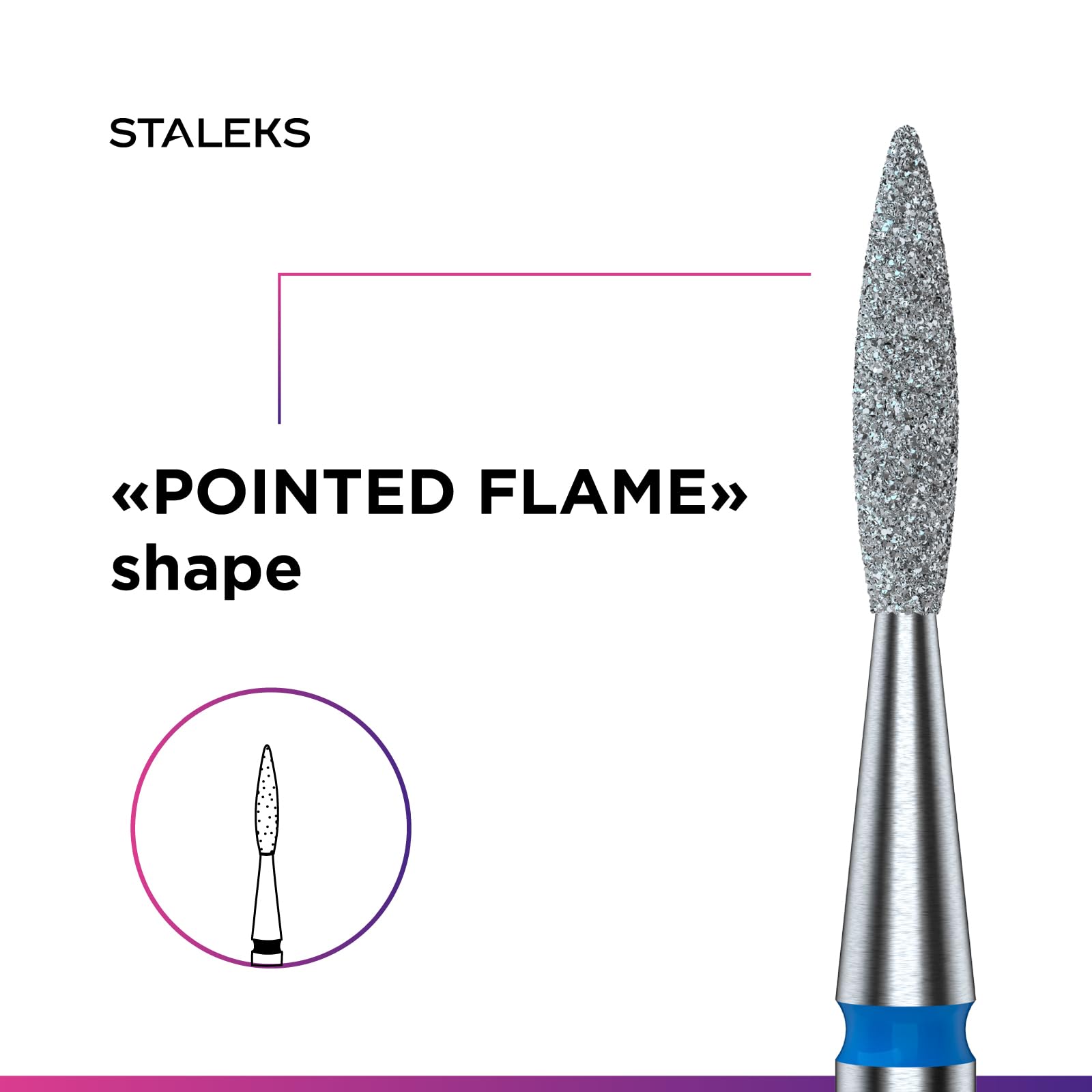 STALEKS PRO - Punta diamantata – Fiamma affilata (anello blu) I kit di scarico per unghie I kit di levigatura per levigatrici elettriche I NAIL DRILL BIT per manicure e pedicure (FA11B016/8)