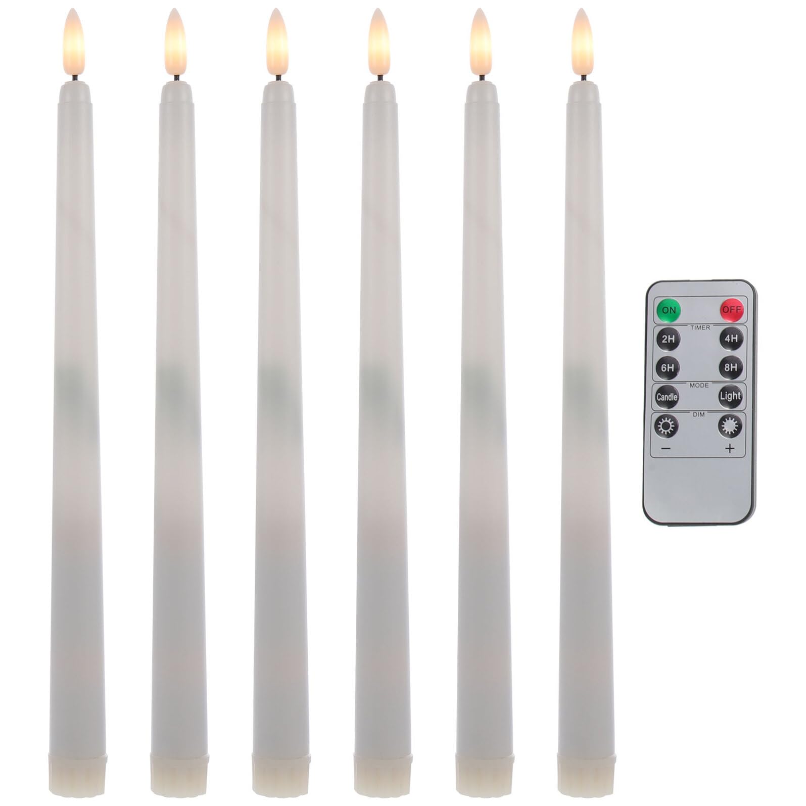 Set da 6 Candele LED senza Fiamma Bianche a Forma Conica con Telecomando, in Abs, senza Goccia, per Decorazioni Natalizie e Atmosfera Calda