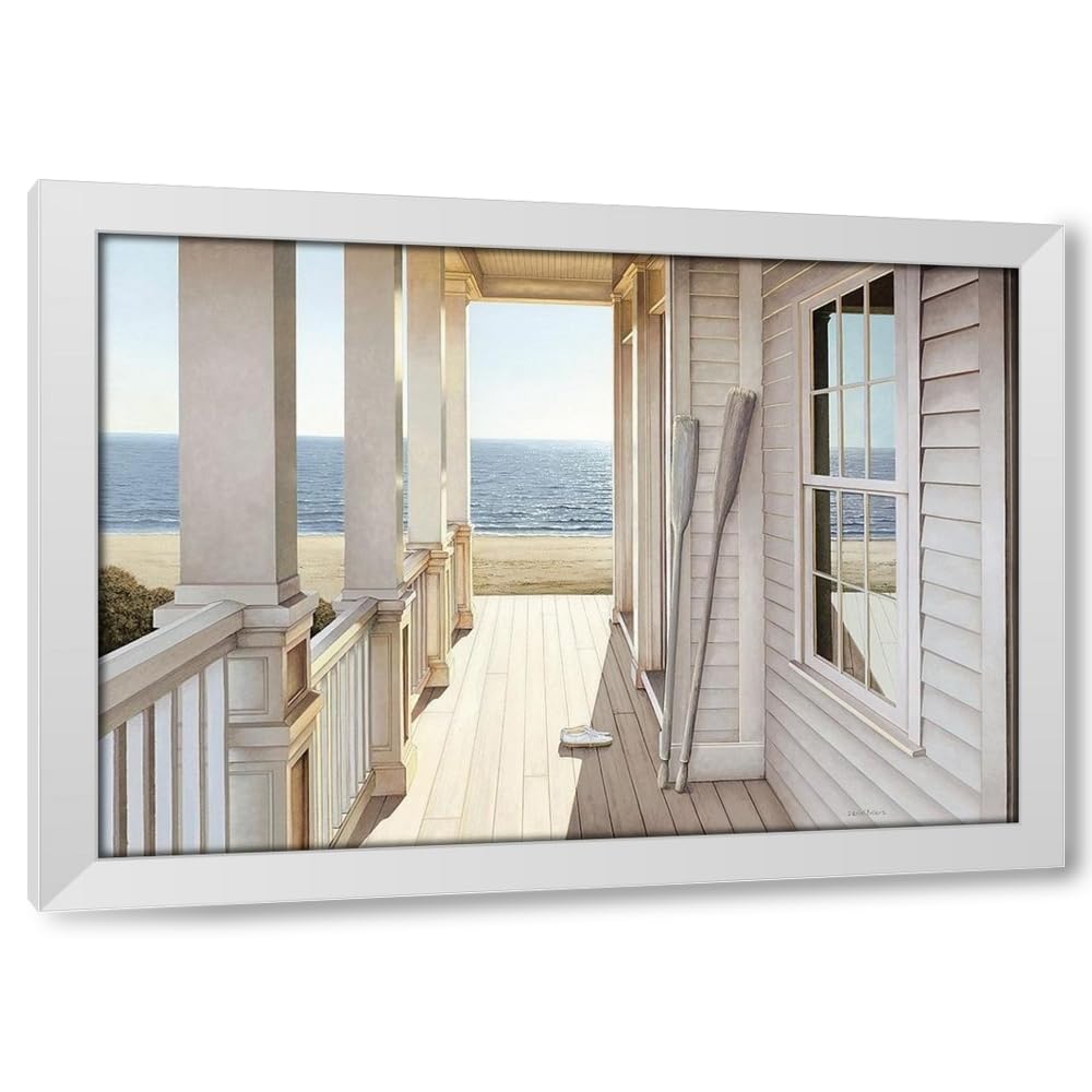 ArtDirect Serenity 39x28 XL White Modern Wood Framed Art Print by Pollera, Daniel