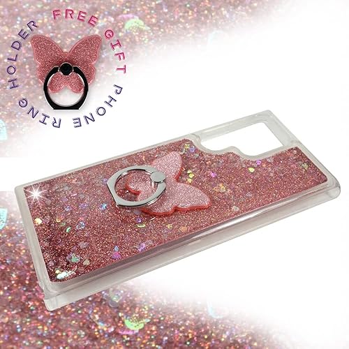 Miniatura 2 de Zase Funda transparente compatible con Samsung Galaxy S22 Ultra 5G, con purpurina líquida, linda funda protectora flexible de ajuste delgado, diseño