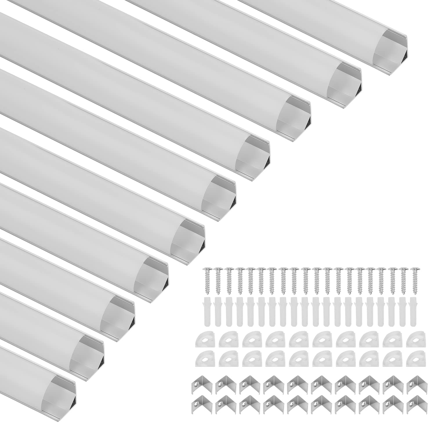 Fiqops 30 x 1m LED Profil Aluminium, V-Form LED Aluminium Profil für LED Stripes,Stripe(bis 11mm Breit),mit Endkappen und Montageclips,LED kanal für LED Streifen,LED Diffusor