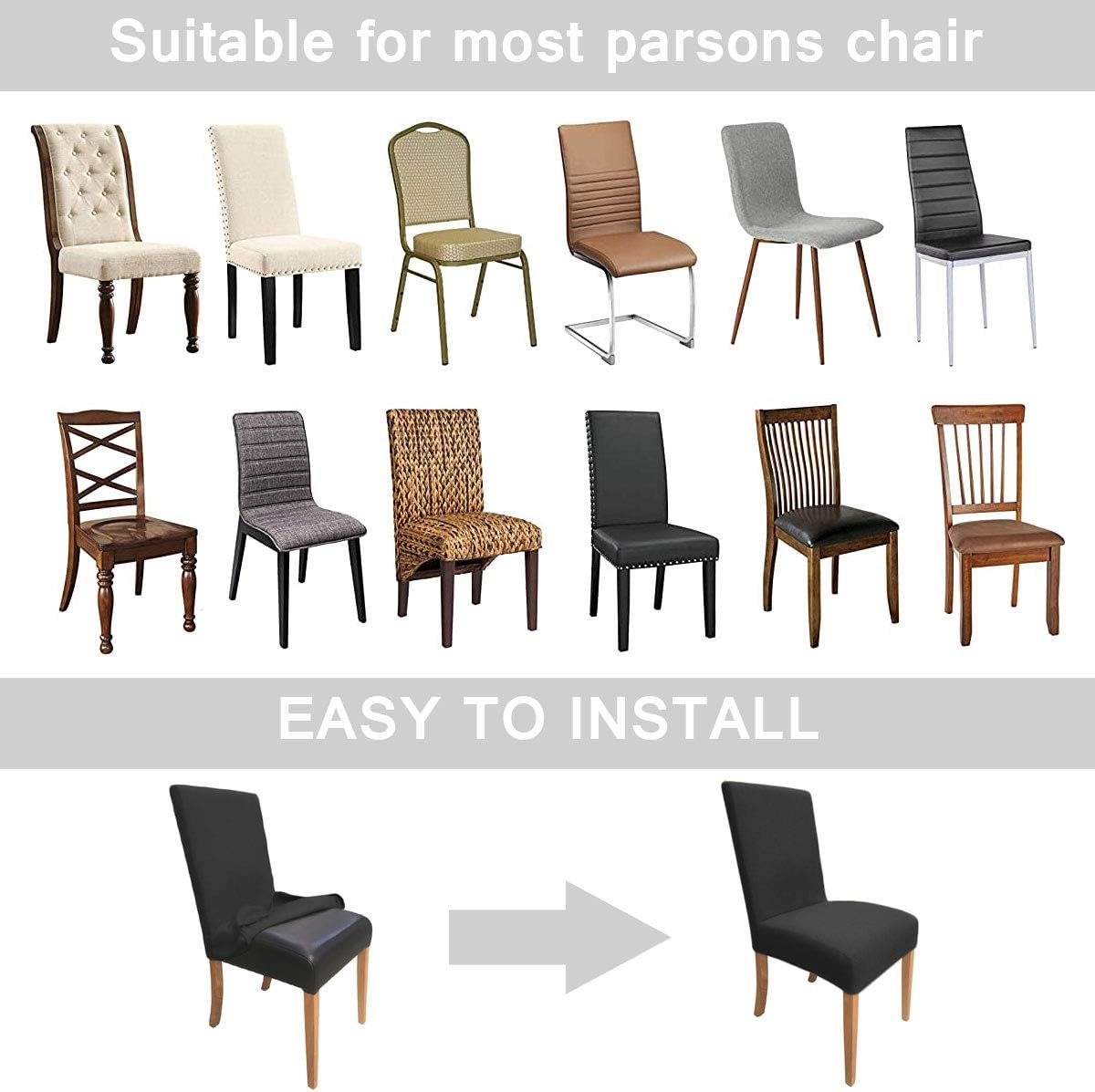 40% оƒƒ Dіѕсоunt 10Pack Black Chair Covers for Dining Room, High Stretch Parson Chair Slipcovers, Removable Washable Chair Seat Slipcovers Protector for Kitchen, Ceremony, Wedding, Banquet, Hotel and Party