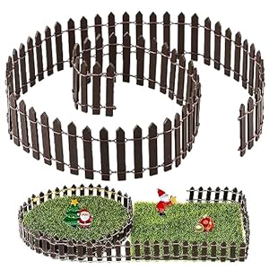 Clôture de Jardin Miniature, Clôtures en Bois Brun Clôture Flexible Décoration de Jardin Mini Bordure Barriere pour Sapin de Noel, Village de Noel, Modélisme, Maison de Poupée, Pot de Fleurs (90x5cm)