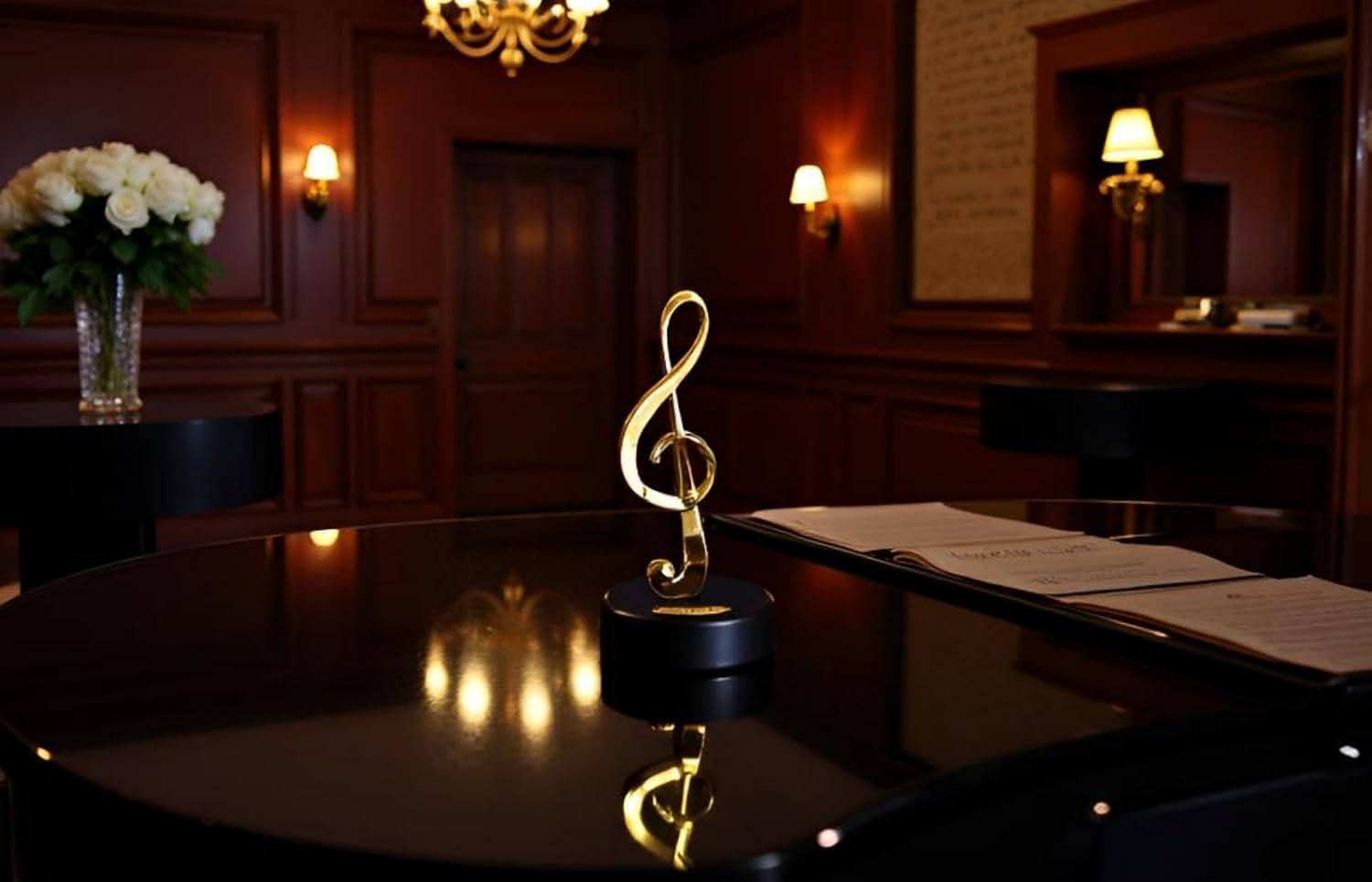Treble Clef Music Box, Gold Musical Note Figurine Wind Up Music Box | Premium Wind-Up Music Box Mechanism,Musical Themed Decorative Gift for Music Lovers Musicians Birthday Graduation