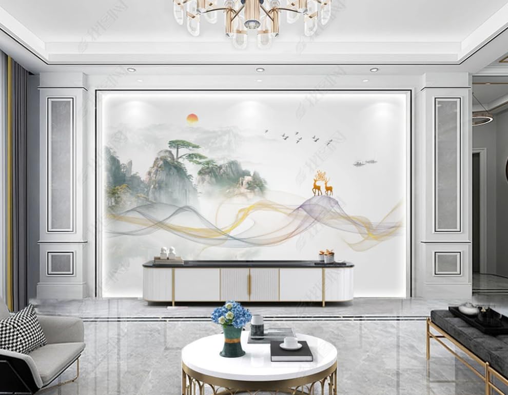 Papier peint encre abstraite chinoise poster geant mural salon 250x175