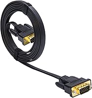 Vista 3 de DTech Cable VGA delgado para monitor de computadora, 6 pies, conector estándar de 15 pines, macho a macho, cable VGA para escritorio (6 pies, negro)
