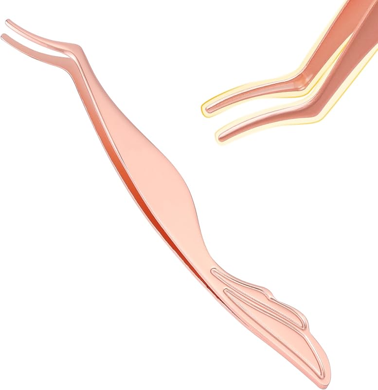 Pretty memory Aplicador curvo para cílios postiços, aço inoxidável, Rose Gold, 1 unidade