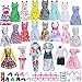 43Pcs Doll Clothes and Accessories Pack Including 10 Mini Dresses 3 Handmade Fashion Clothing Outfits Sets 10 Shoes 20 Cute Doll Accessories for 11.5 inch Girl Doll