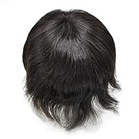 Vista 6 de Tupé para hombre, línea capilar natural, color gris, sistema de cabello humano real para hombres, postizo marrón con bucle en V para hombres, 8 x