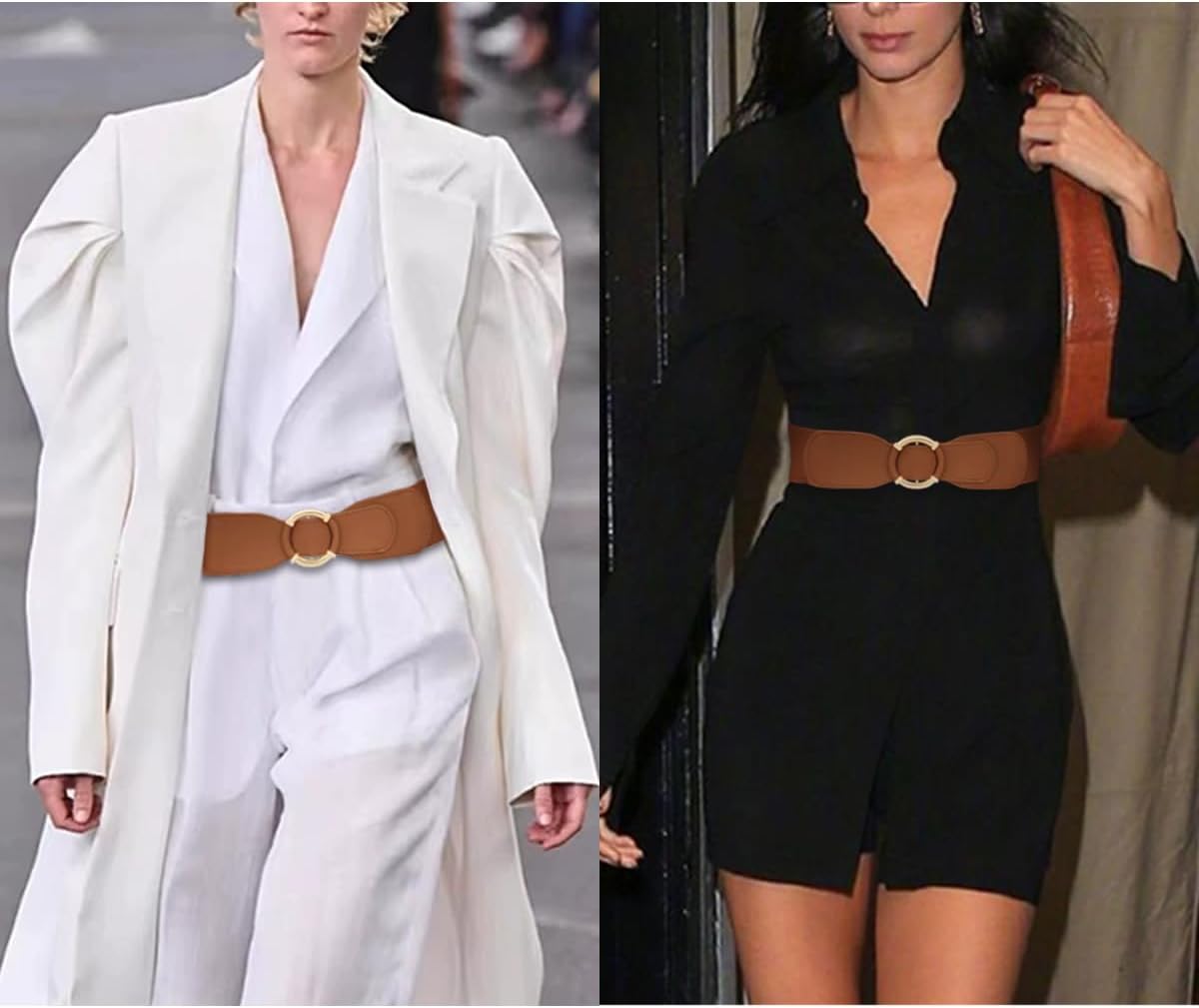 Vintage Stretchy Belt for Women, Womens Wide Elastic Waist Belts for Dresses Coats with Circle Buckle - Image 3