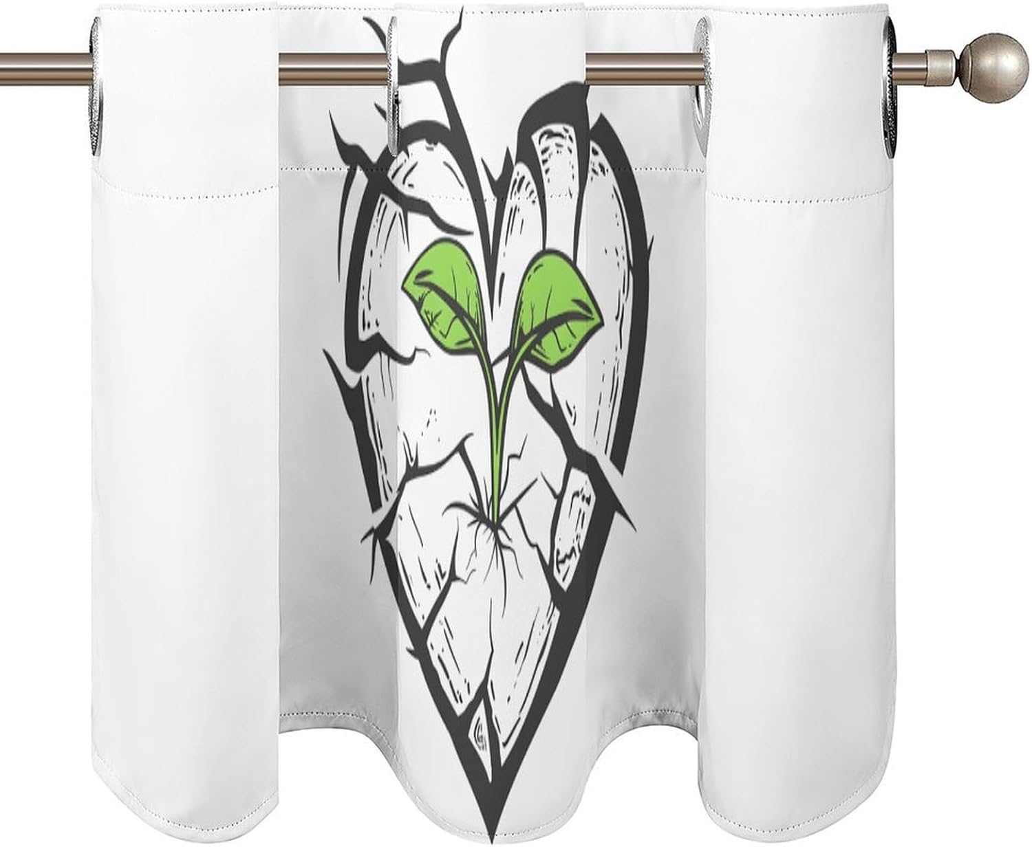 Heart Line Art Valance for Windows, 2 Pack Kitchen Curtains Modern Home Decor, Soft Blackout Window Curtains for Living Room & Bedroom, 18 X 52 Inch