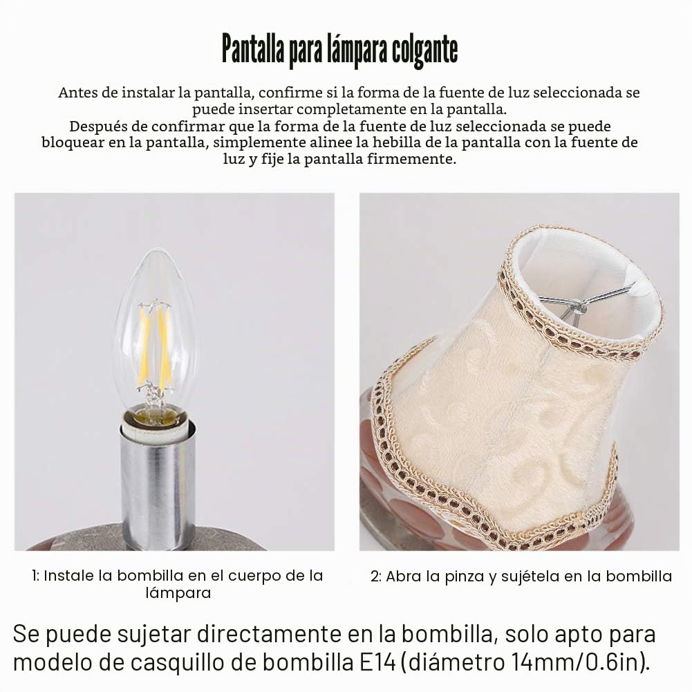 6 pantallas de lámpara, pantalla de tela E14 para mesita de noche, lámpara de araña de lino, lámpara de araña para lámparas de mesa, lámparas de pie, lámpara colgante de pared