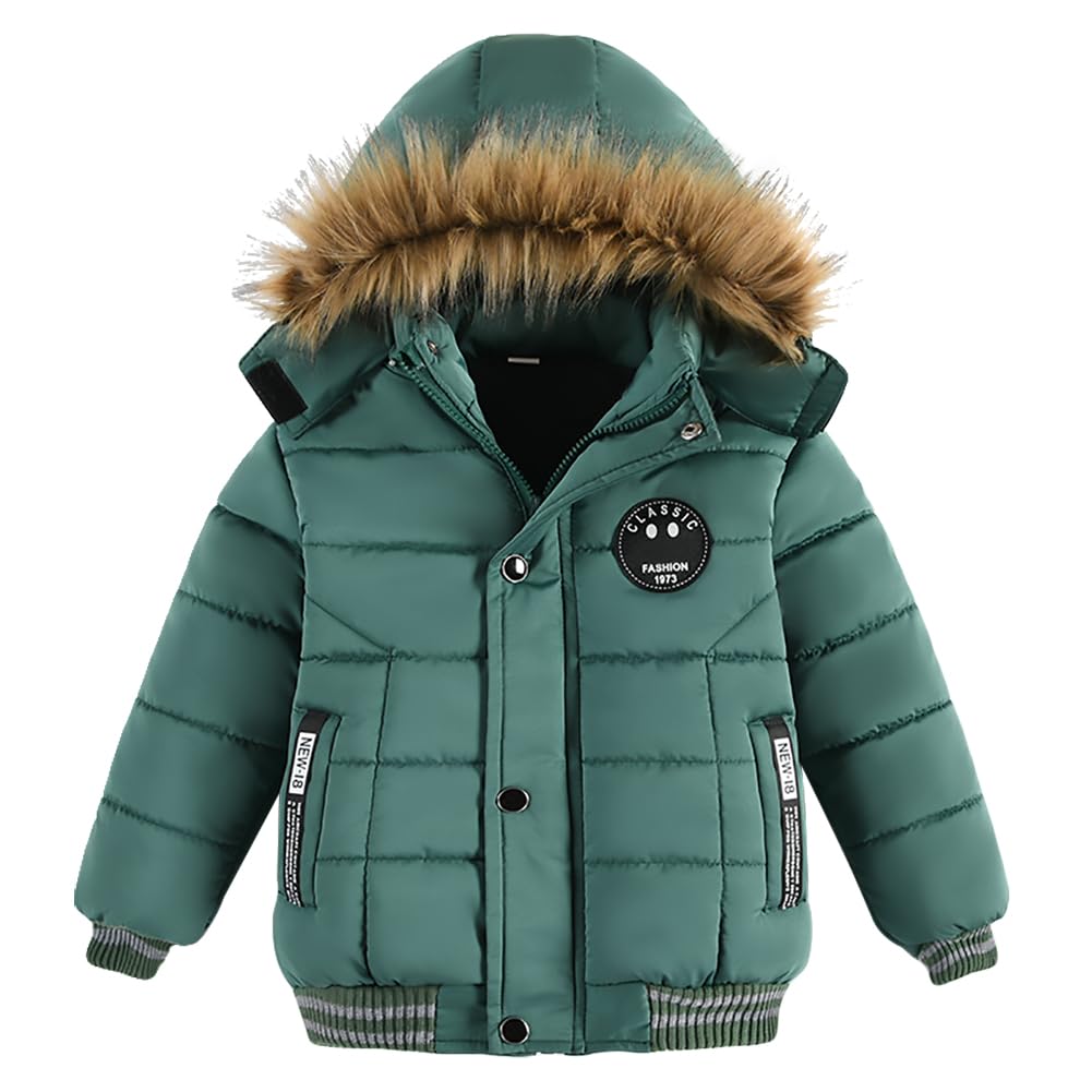 AMIYAN Toddler Boys Down Jacket Fur Collar Hood Thick Warm Winter Snowsuit Coat Parka