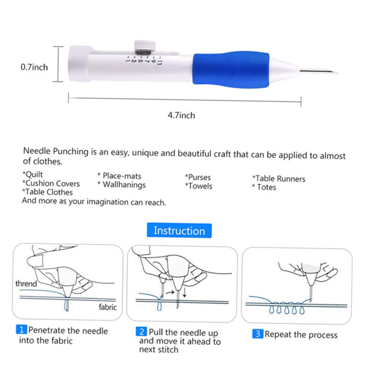 3stücke DIY Punch Needle Set Handwerkzeug Für Stickerei Stanznadeln Und Zubehör Für Anfänger Für Kreative Projekte Und Textile Kunstwerke