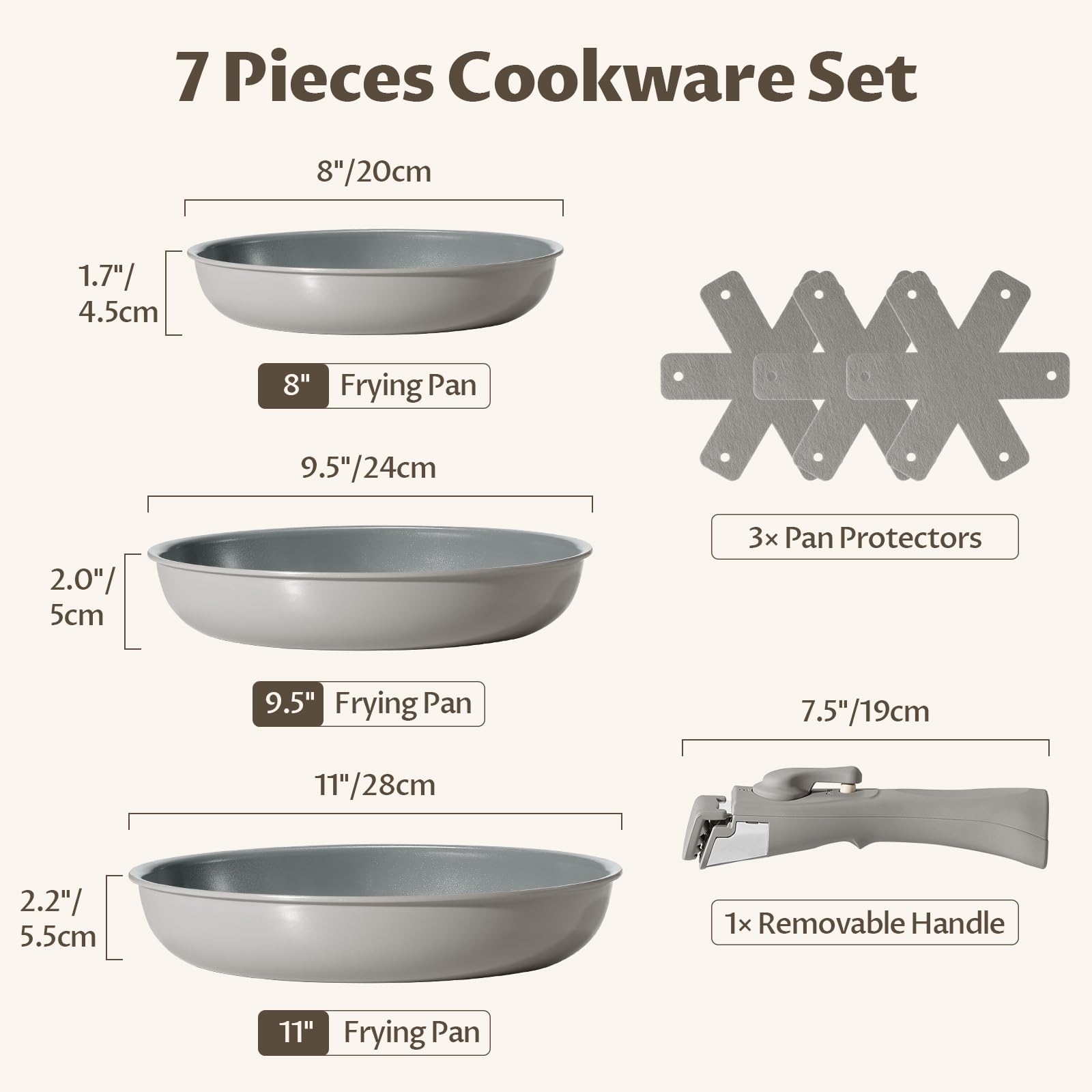 BLAZANT Non Stick Frying Pan with Removable Handle, Non Stick Ceramic Frying Pan Set for Induction Hobs PFOA PTFE Free - Image 2