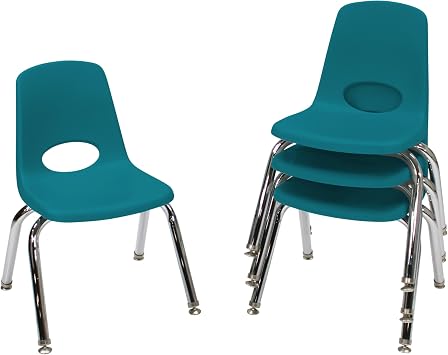 FDP 12" School Stack Chair with Swivel Glides, Teal, 4-Pack, 10379-TL