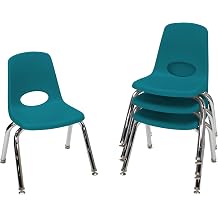 FDP 12" School Stack Chair with Swivel Glides, Teal, 4-Pack, 10379-TL