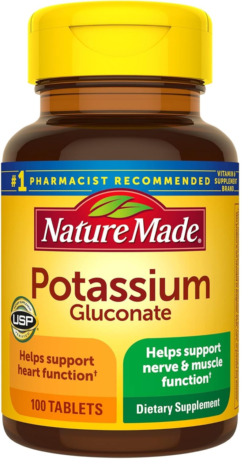 Nature Made Potassium Gluconate 550 mg Dietary Supplement for Heart Health Support 100 Tablets 100 Day Supply