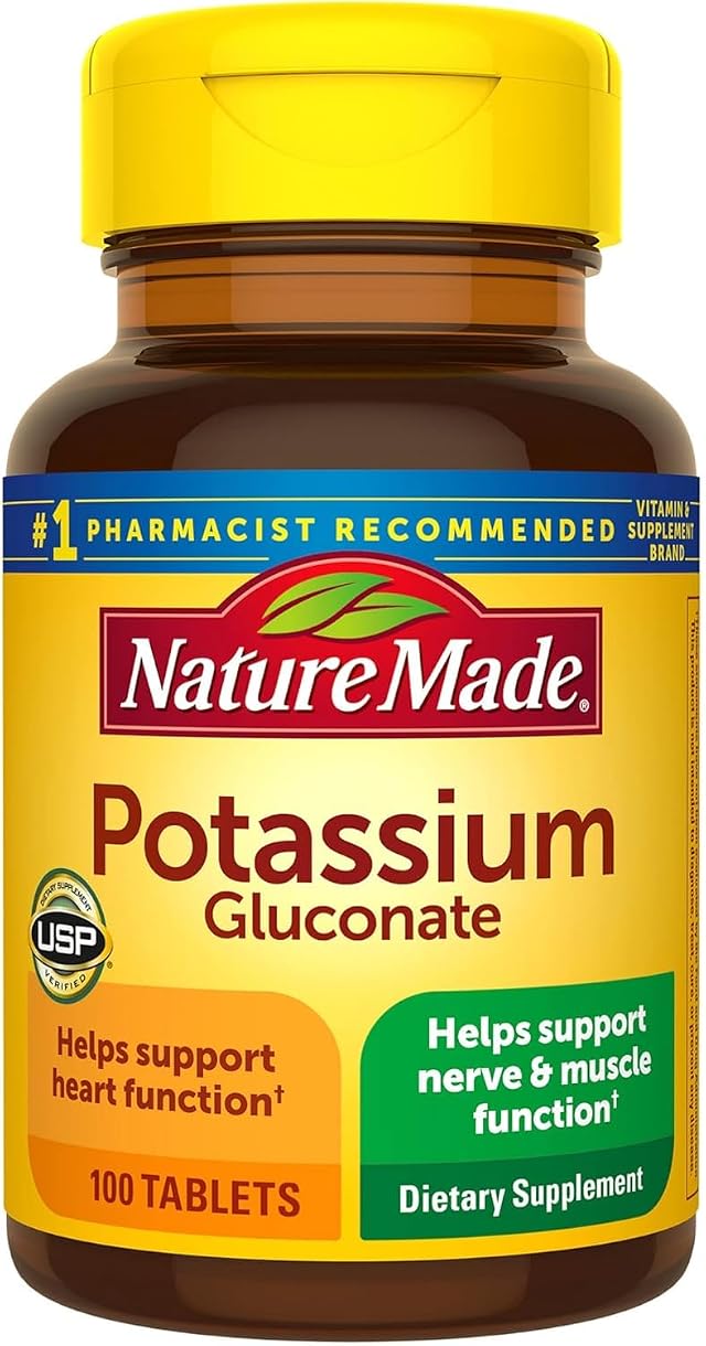 Nature Made Potassium Gluconate 550 mg Dietary Supplement for Heart Health Support 100 Tablets 100 Day Supply