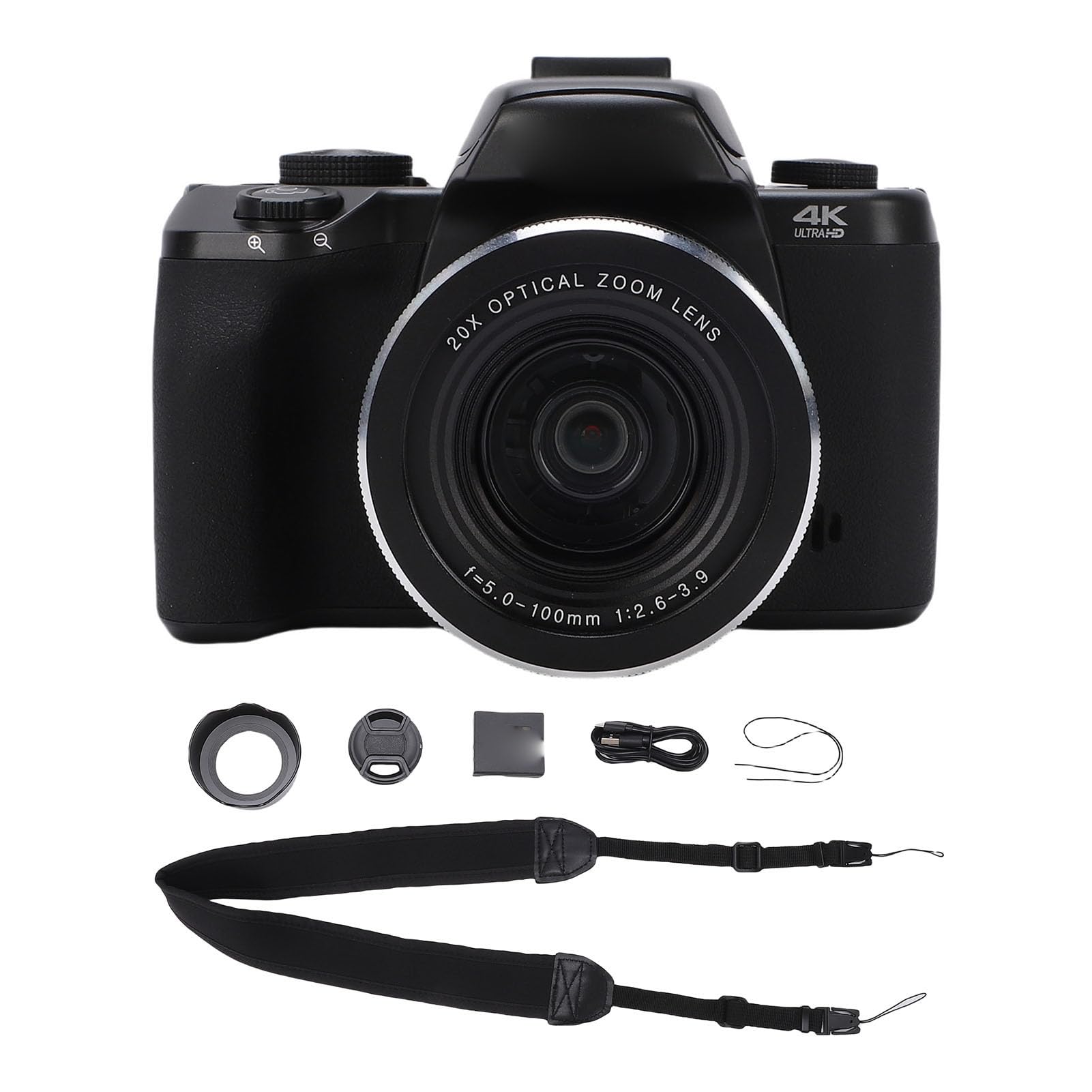 Fotocamera Digitale, Fotocamere 4K per Fotografia Video, Touch Screen WiFi da 75 MP Vlogging, Zoom Ottico Touch Screen da 4 Pollici Flash Paraluce Batteria 3000 MAh, per