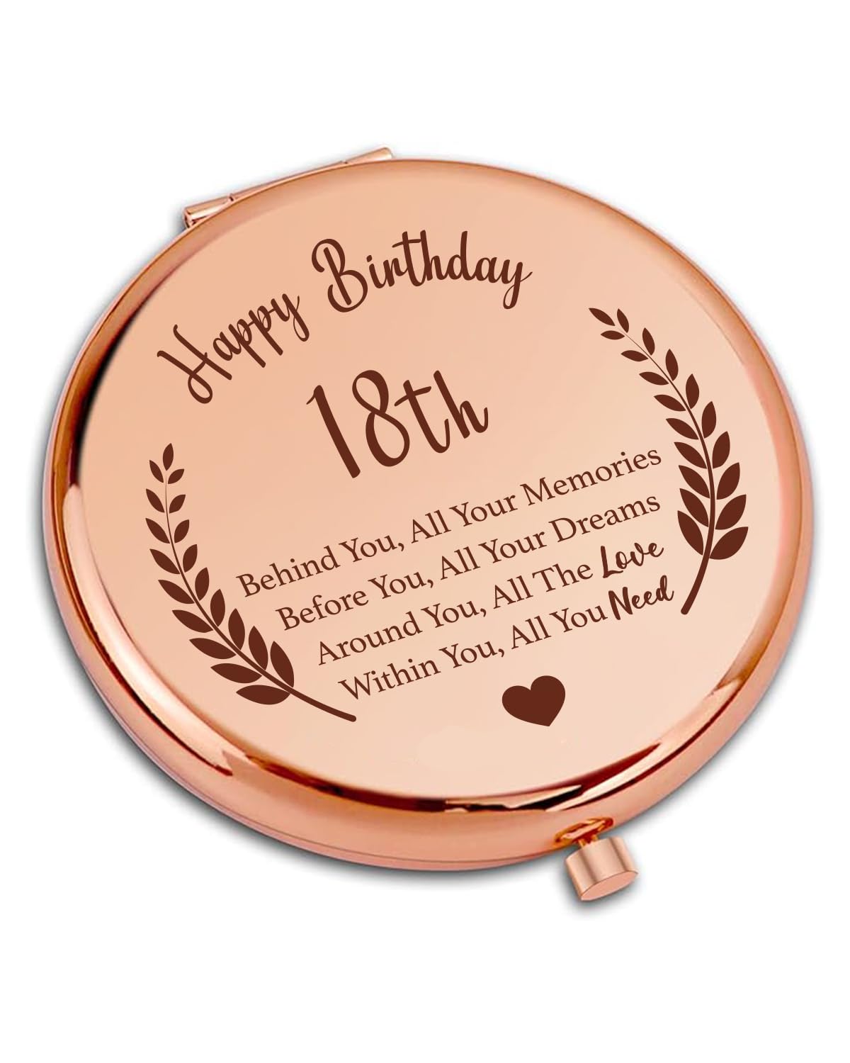 Sylona 18th Birthday Gift for Girls, Daughter Sister & Friend – Rose Gold Compact Mirror, Unique Travel & Best Friend Presents for Women Age 18