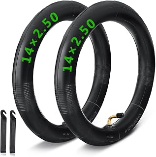 2-PCs Heavy-Duty 14x2.50 Inner Tube with 2 Steel Tire Levers 14 Inch E-bikeTubes, with Schrader Valve Stem for Replacement Electric Scooters and E-Bike