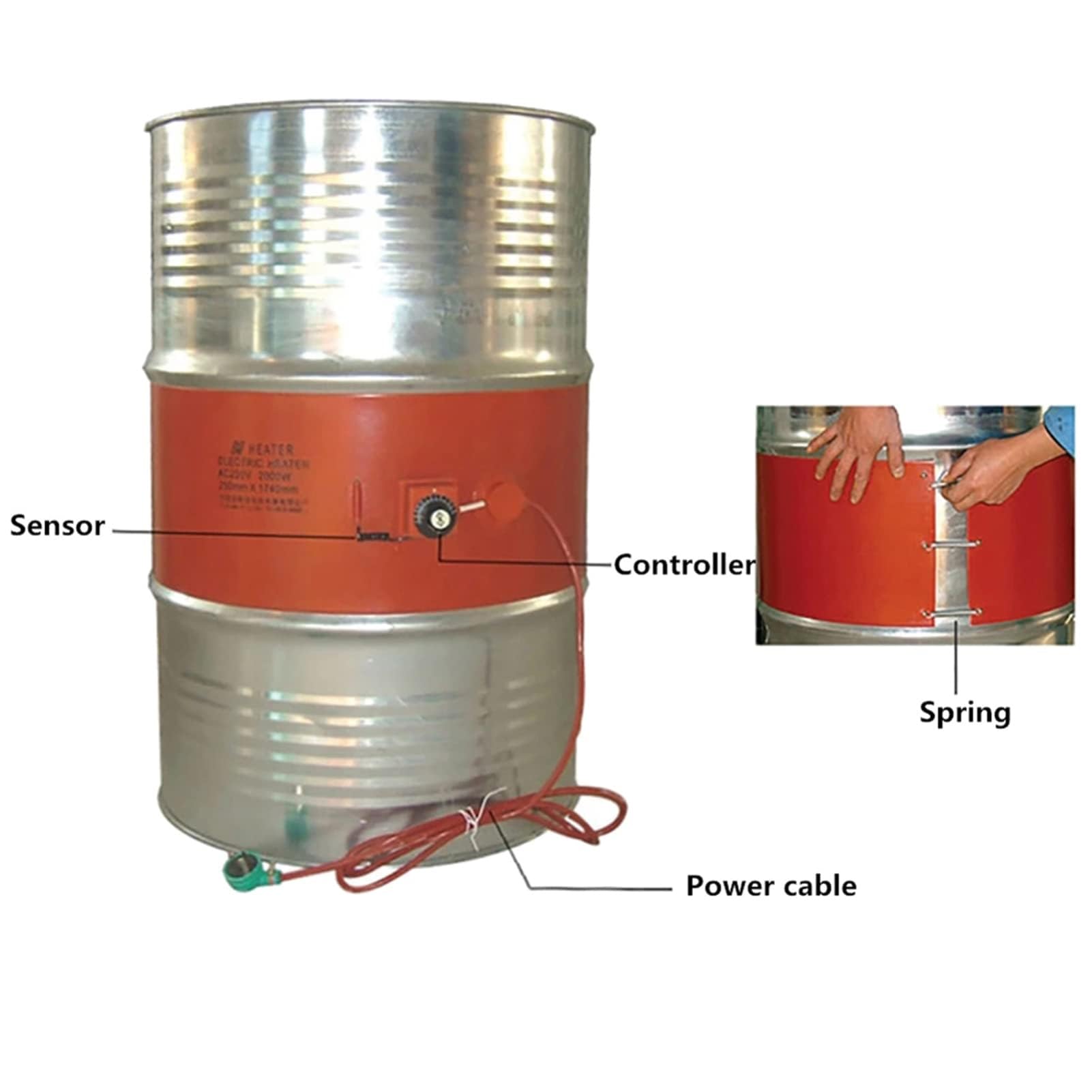 Podgrzewacz Beczek Silikonowych, Podgrzewacz Wiader, Podgrzewacz Beczek, Podgrzewacz Beczek Z Regulowanym Termostatem 30 130℃, Wodoodporna Izolacja (Cyfrowy, 30 L 900x250 1200 W) Praktyczny