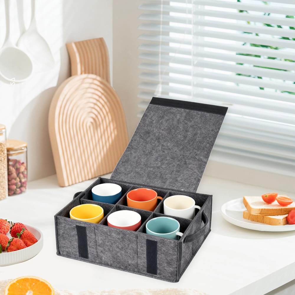 Soporte para platos y cuencos de caravana, 3 unidades, soporte de fieltro para caravana con asa, almacenamiento de tazas, fieltro para platos y tazas, organizador de fieltro para vajilla de