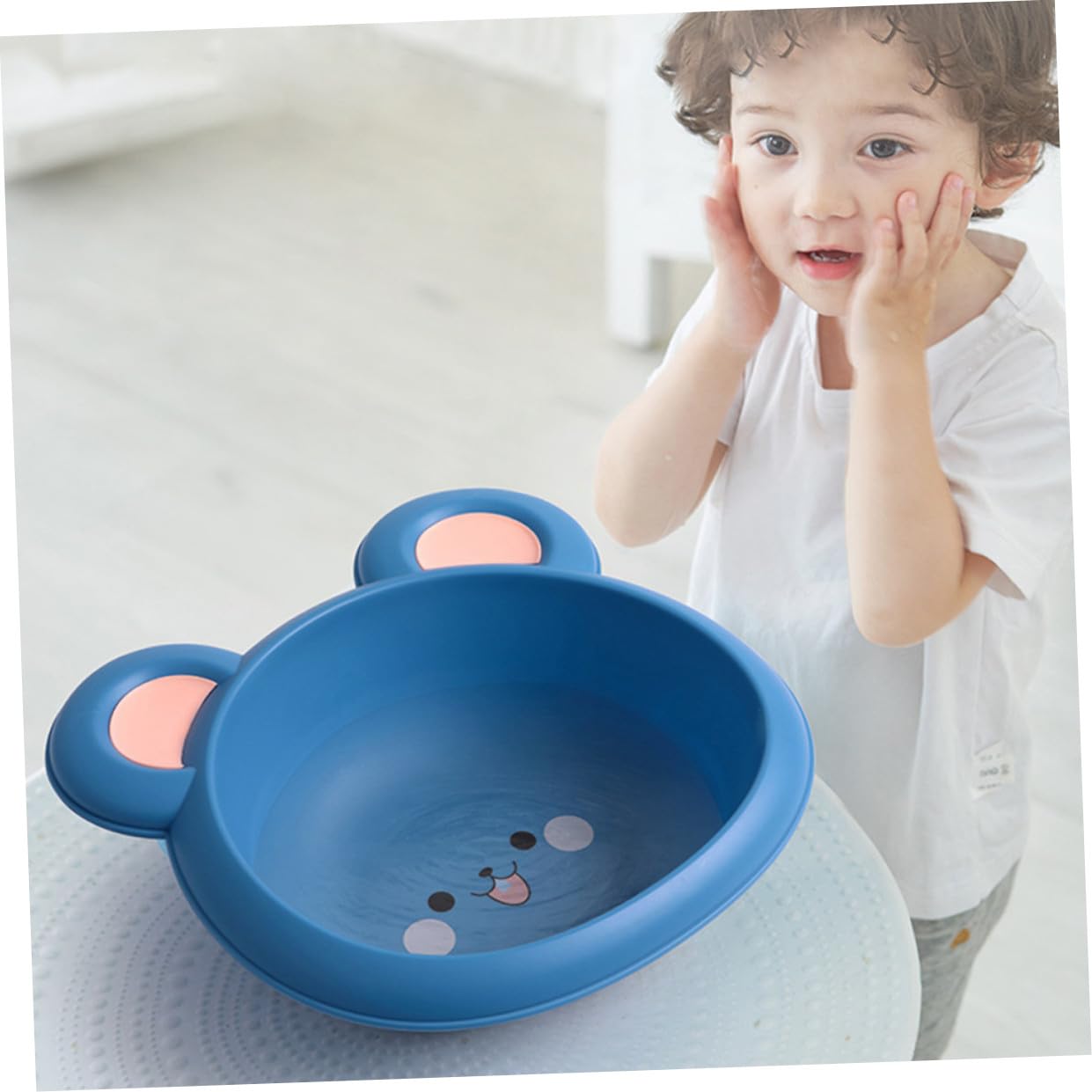 Portable Cartoon Wash Basin for Newborns and Lightweight Plastic Face Tub with Capacity Stacked Design for Easy Storage and Travel Safe Bath Accessory Blue