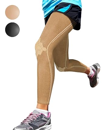 Sparthos Leg Compression Sleeves - Aid in Recovery and Support Active Lifestyle - Innovative Breathable Elastic Blend - Anti Slip, Day & Night Wear Desert Beige, X-Large