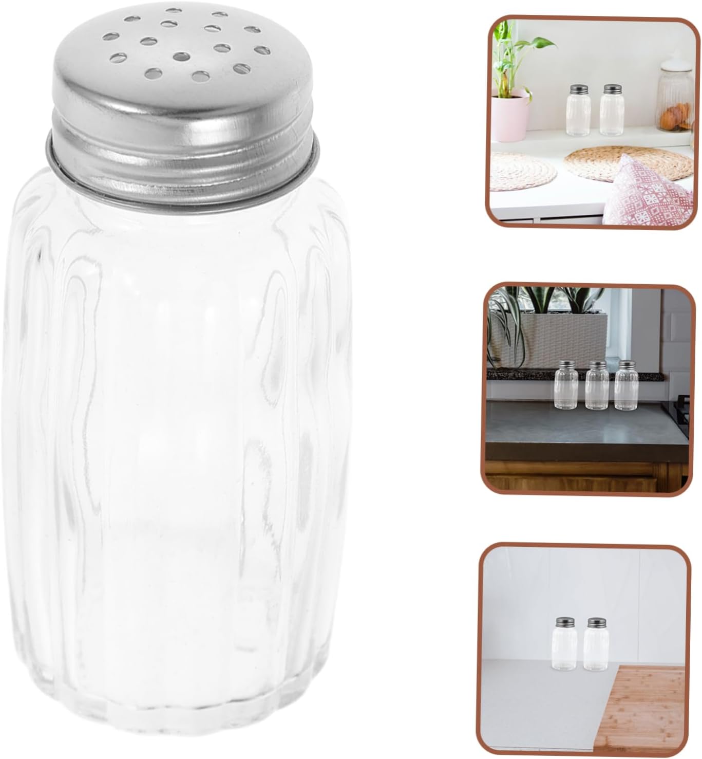 Garneck 10-Piece Glass Spice Shaker Set Kitchen Seasoning Bottles Lids Condiment Containers for Cooking and Dining