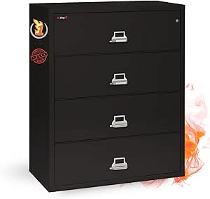 FireKing Fireproof Lateral File Cabinet (4 Drawers, Impact & Water Resistant), 44