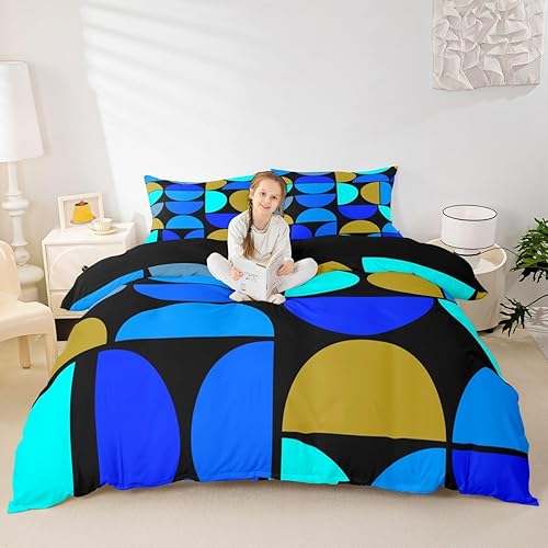 Miniatura 41 de Erosebridal Juego de funda de edredón de mediados de siglo, color naranja, retro, tamaño individual, colorido, arte moderno, geométrico, para niños,