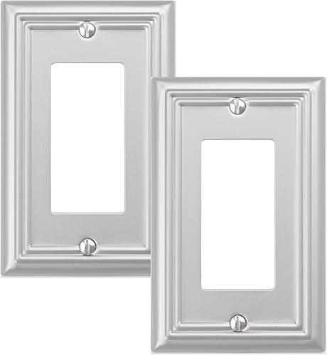 Vista 50 de Adler - Cubierta cuádruple para interruptor de luz decorativa Adler, placa de pared de metal, paquete de 2 unidades, níquel cepillado de 4