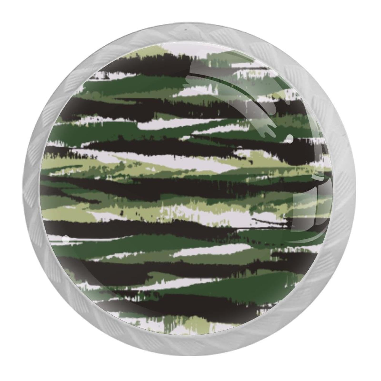 Tqmspg Multi01 4 Pieces Drawer Pulls Camouflage Motif Door Knobs Dresser Handles For Kitchen Wardrobe Cupboard Hardware Furniture